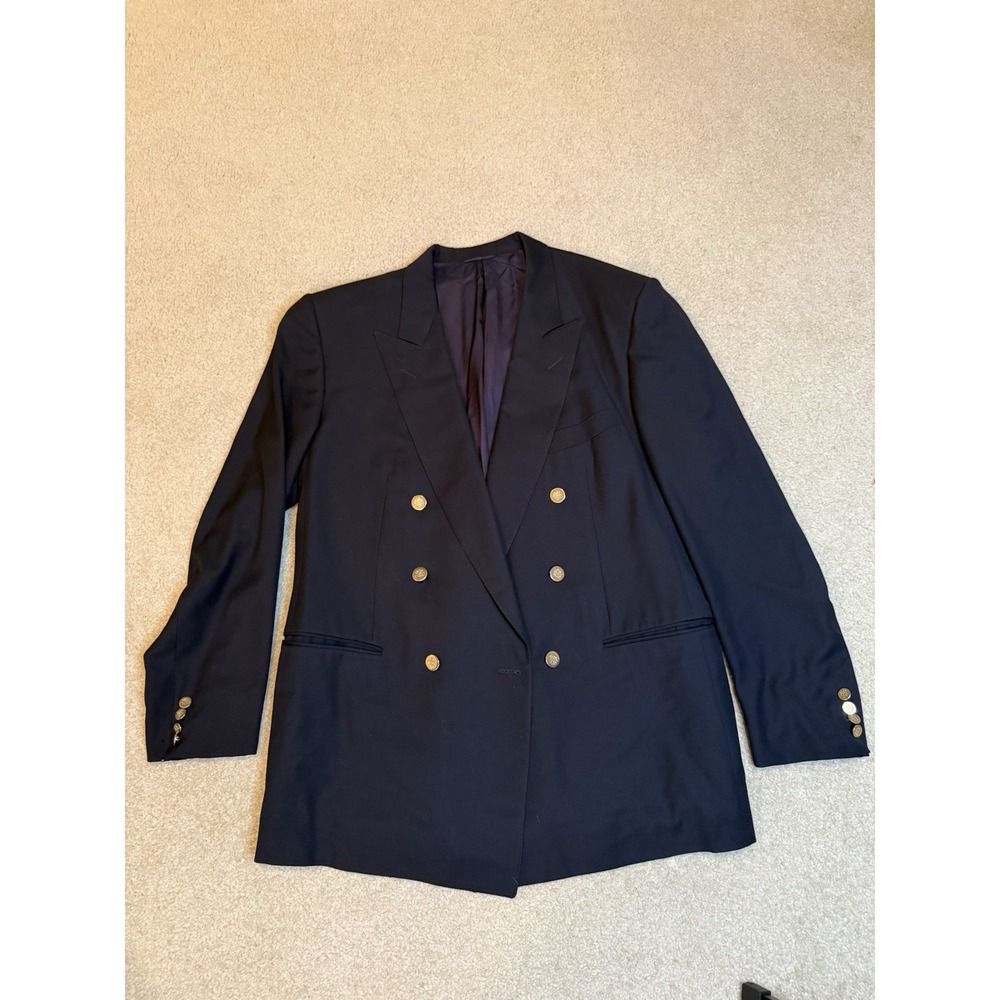 Ermenegildo Zegna Barney's‎ New York DB Navy Blazer Gold Crest Buttons
